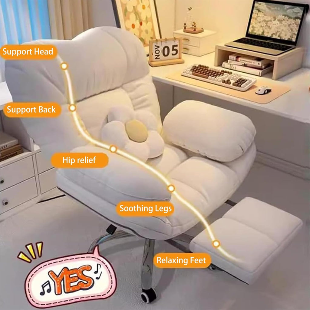 Gaming Chair Lazy Sofa Ergonomic Office Chairs Recliner Chair for Bedroom,Study Chair with Quiet Rubber Wheels Foot Rest and Lumbar Support Home Office Desk Chairs for Living Room & Bedroom