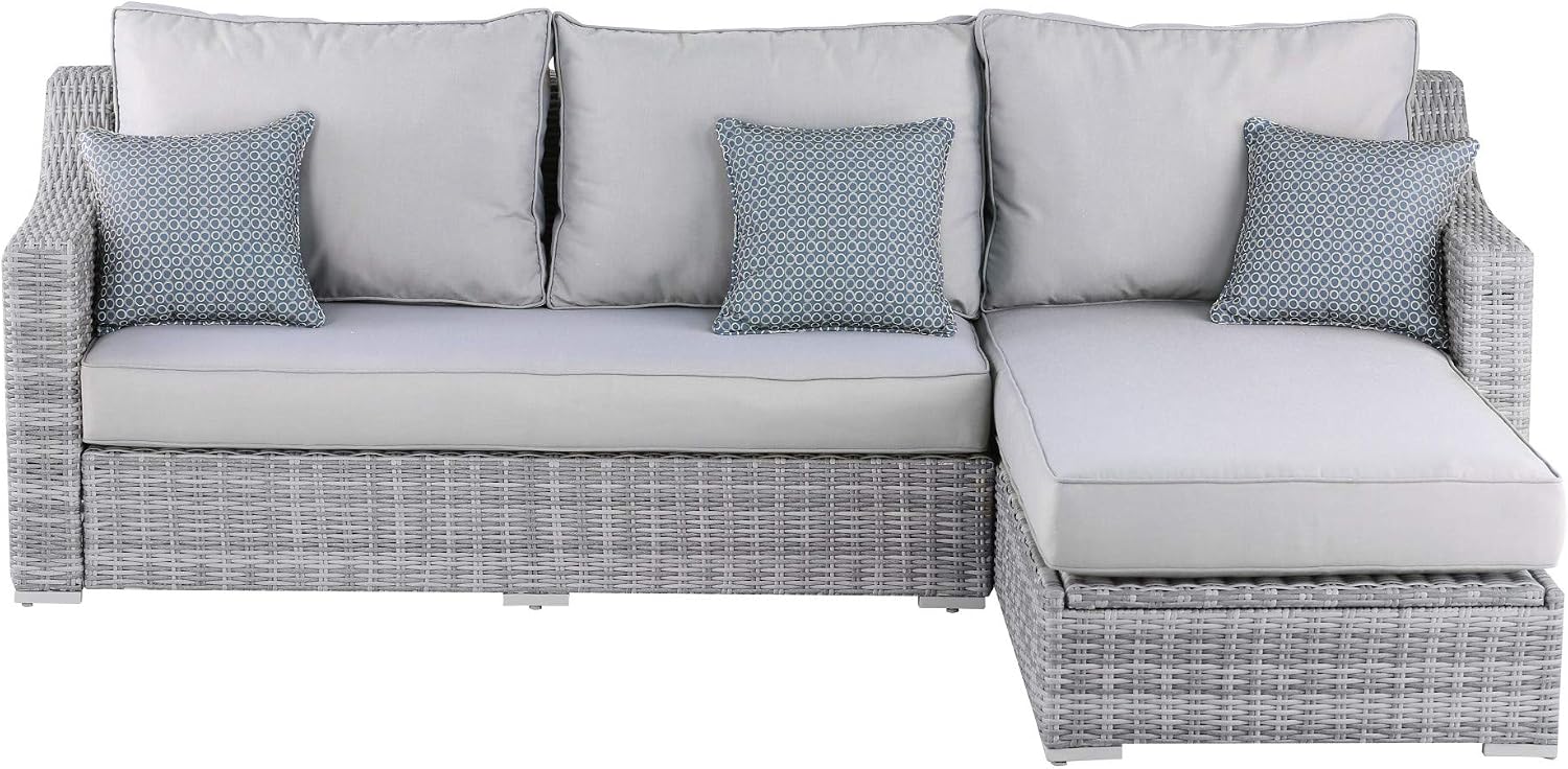 Elle Decor Vallauris Patio Outdoor Furniture Collection, Premium All Weather Wicker, Storage Sectional, Gray