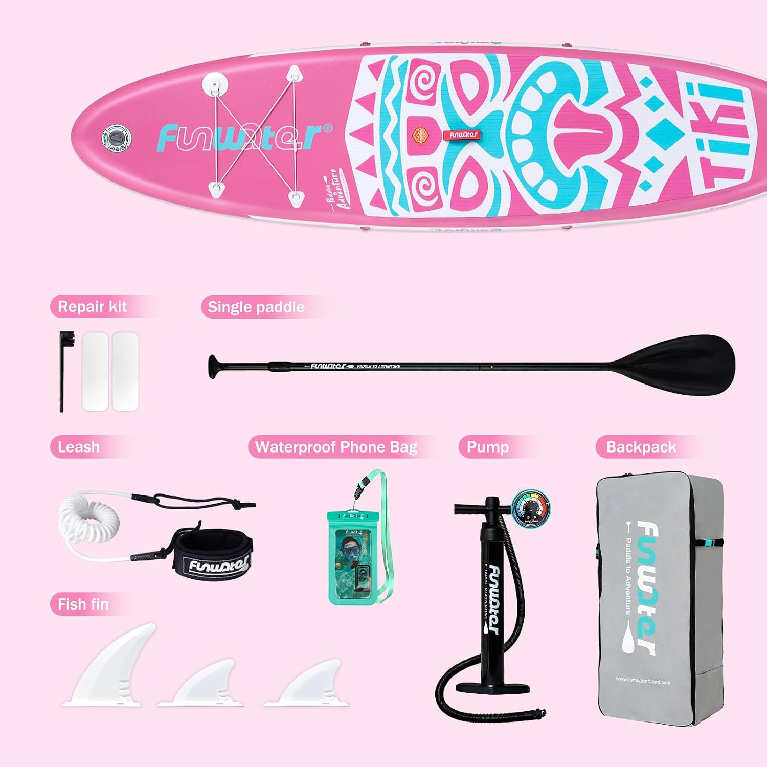 FunWater 8'/10'/10'6'/11'6' Inflatable Stand Up Paddle Board with Premium SUP Paddleboard Accessories, Wide Stable Anti-Slip EVA Deck,Paddle Boards for Adults & Youth of All Skill Levels