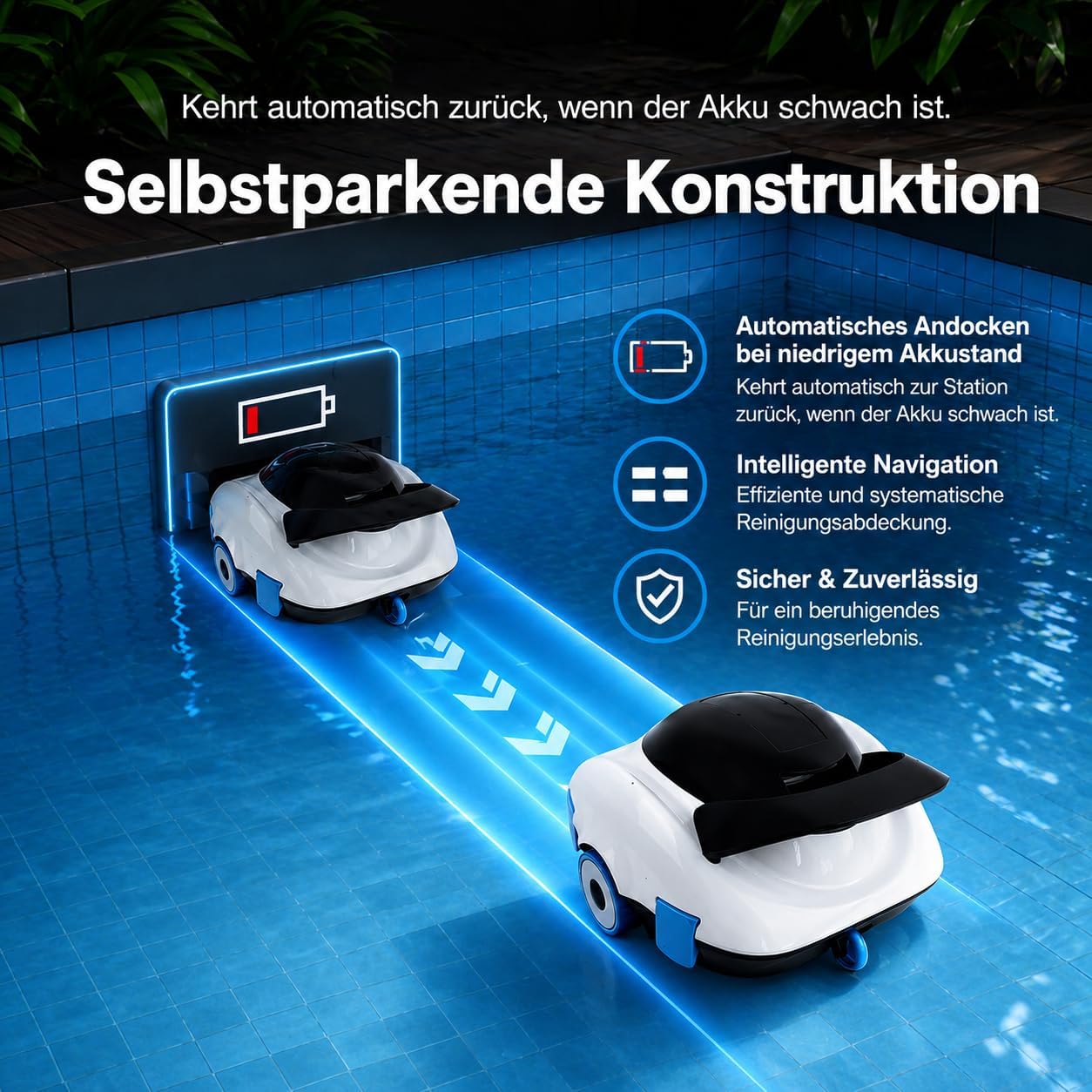 Robotic Pool Cleaner, Cordless Pool Vacuum with 19 GPM Powerful Suction, 2H Runtime and 3H Fast Charging, Dual Filters, Self-Parking, for Above Ground& In Ground Pools Up to 870 sq.ft