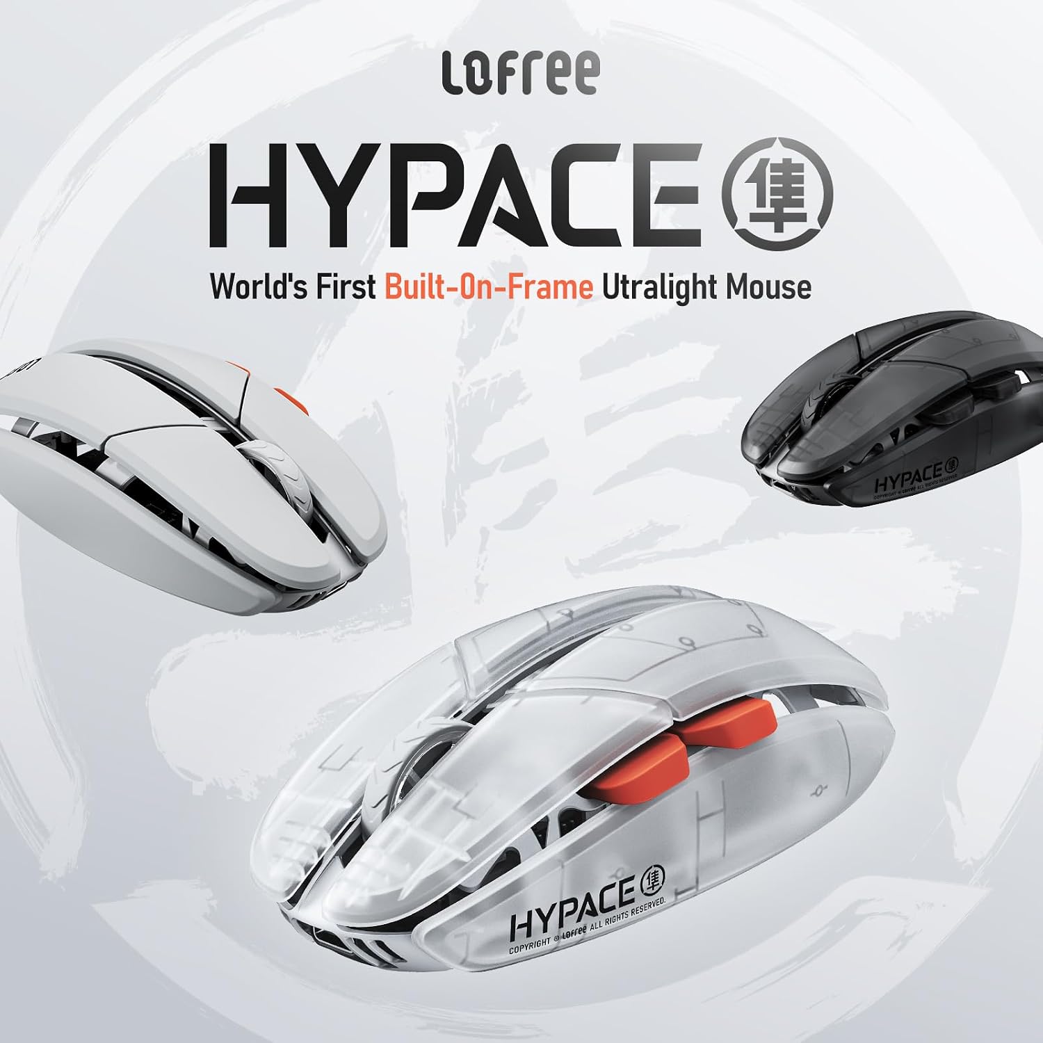 LOFREE Hypace Ultra-Lightweight Wireless Gaming Mouse, 47g, PAW3950 Sensor, 40K DPI, 8K Polling Rate, Mg Alloy Frame, Tri-Mode(Bluetooth/2.4GHz/Wired), 100Hrs Battery for PC/Mac (Crayon Grey)