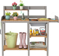 Wooden Potting Bench Table with Sink, Outdoor Garden Table Work Bench with Shelf, Workstation for Outside Patio Lawn