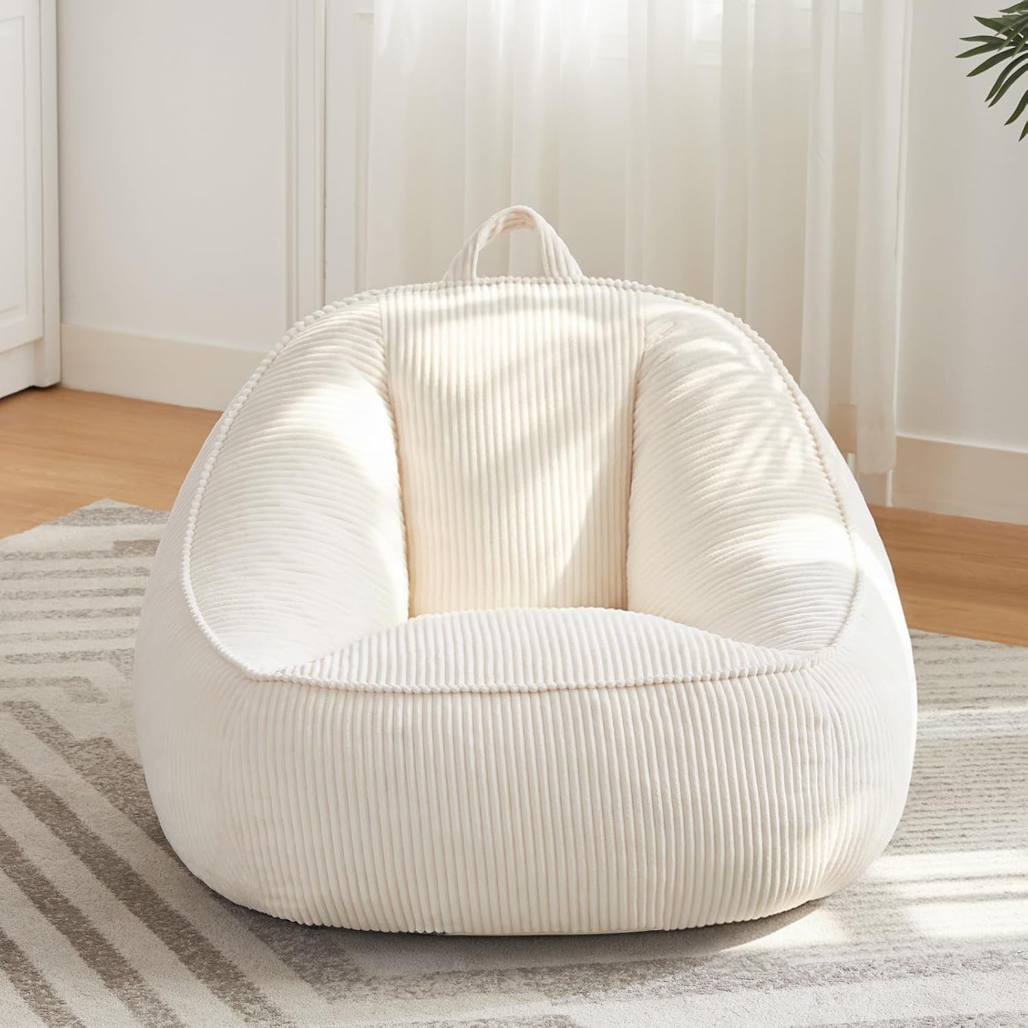 HUGHEAVEN Large Bean Bag Chairs for Kids,Bean Bag Chairs for Kids 8-12,Comfy Bean Bag Sofa with Back Support,Big Bean Bag Couch & Chair for Bedroom, Floor Sofa for Relaxing and Reading,Beige