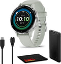 Garmin Venu 3S Advanced Fitness and Health Tracker Smart Watch Silver Stainless Steel Bezel with 41MM Sage Gray Case and Silicone Band 1.2 Inch AMOLED Display Bundle