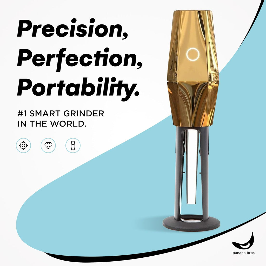 Banana Bros OTTO Electric Smart Spice Grinder - Automatic Herb Grinder with Smart Technology - Rechargeable via USB - Portable Milling for Dry Herbs and Spices - Gold - No Carrying Case