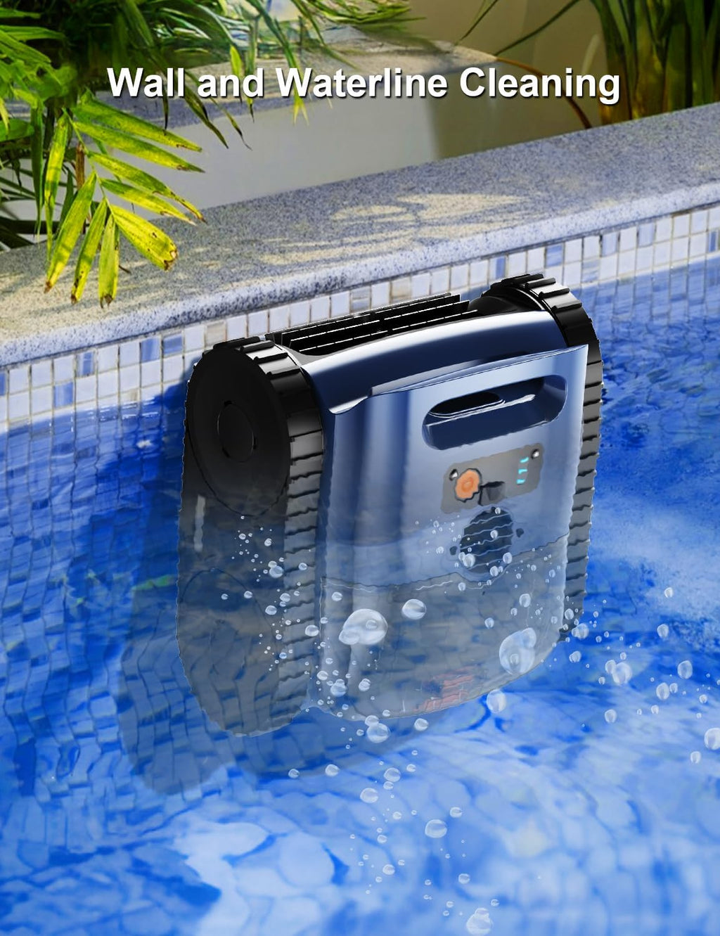 Cordless Robotic Cleaner, Cordless Pool Vacuum for Inground Pools up to 2150 Sq.ft, Wall and Waterline Cleaning Vacuum, Self-Parking Lasts 180 Mins