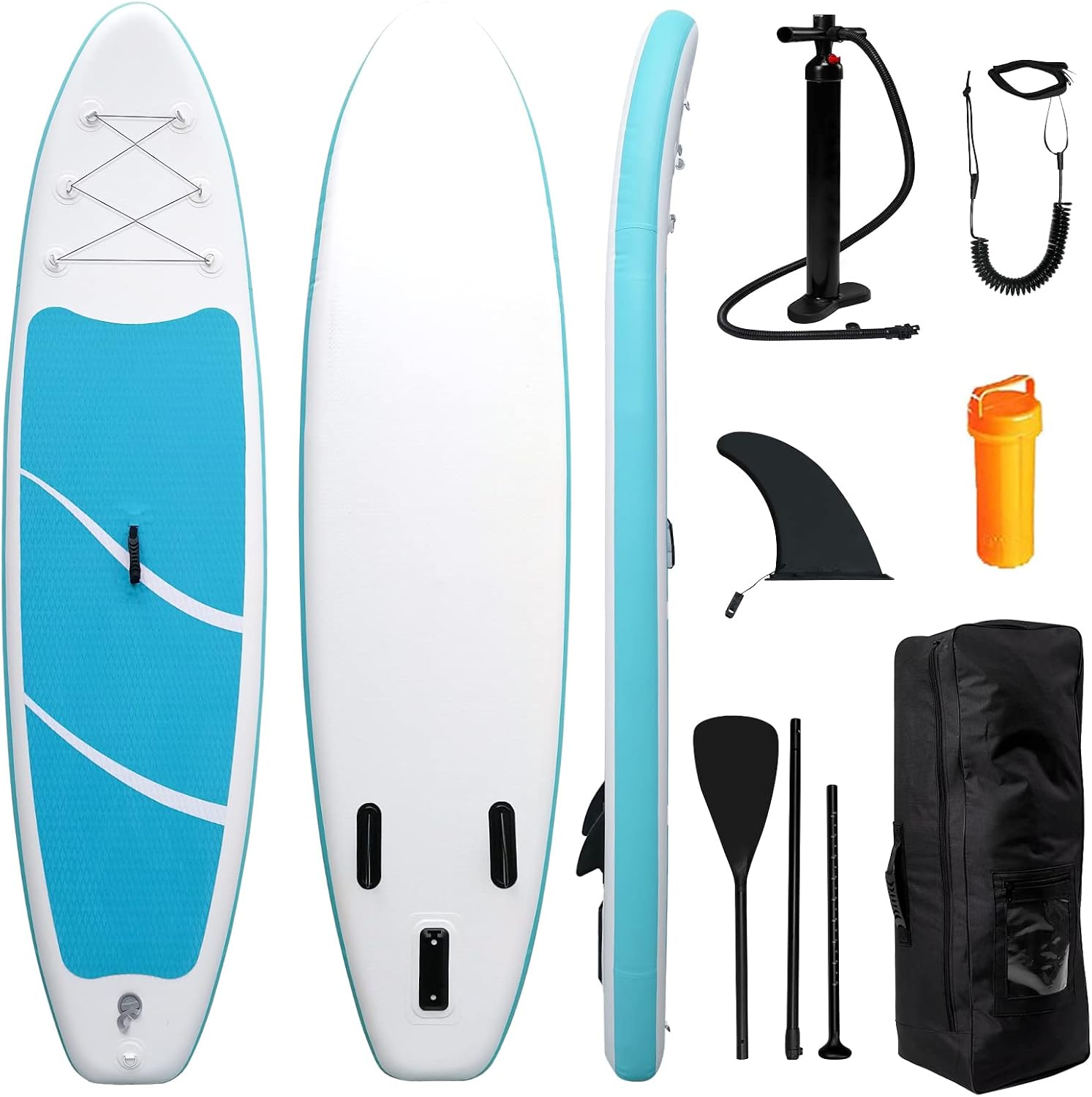 Smartmak Inflatable Stand Up Paddle Board (6 Inches Thick), Non-Slip Deck Standing Boat, Include Adjustable Paddle, Backpack, Hand Pump, Fin, Leash, for Youth & Adult- (10'x30'' x6'')