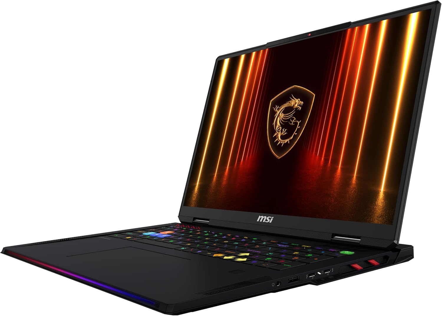 msi Raider 18 HX AI 18' 120Hz UHD+ Gaming Laptop: Intel Core U9-285HX, NVIDIA Geforce RTX 5090, 64GB DDR5, 2TB NVMe SSD, Thunderbolt 5, Wi-Fi 7, Win 11 Pro: Black A2XWJG-069US