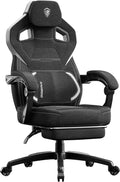 Dowinx Gaming Chair Big and Tall, Fabric Ergonomic Gaming Chairs with Footrest,Wide Back Gamer Chair for Heavy People, Black