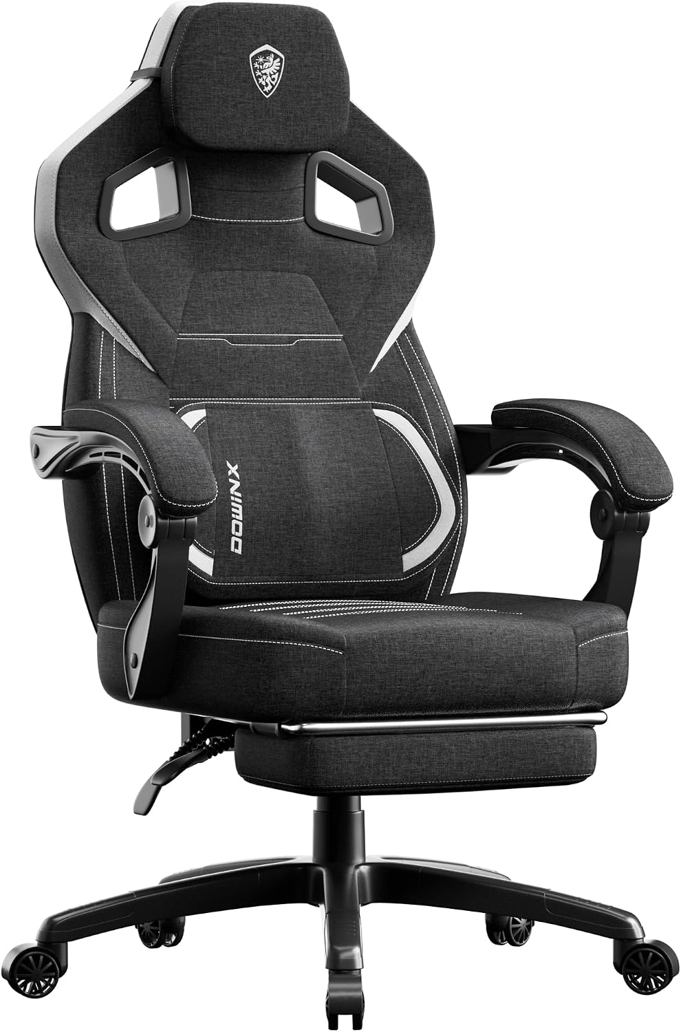 Dowinx Gaming Chair Big and Tall, Fabric Ergonomic Gaming Chairs with Footrest,Wide Back Gamer Chair for Heavy People, Black
