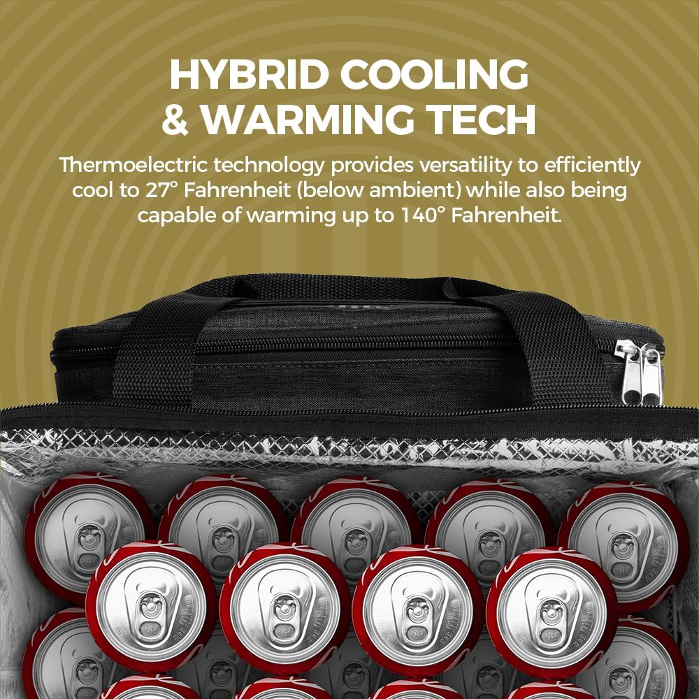 Halo 28L Hybrid Cooler & Warmer Bag | Electric Travel Cooler, Collapsible for Easy Storage, Keep Drinks Cold & Food Warm, Ice Free Cooling, Includes Shoulder Strap, DC Power Cord & AC Adapter