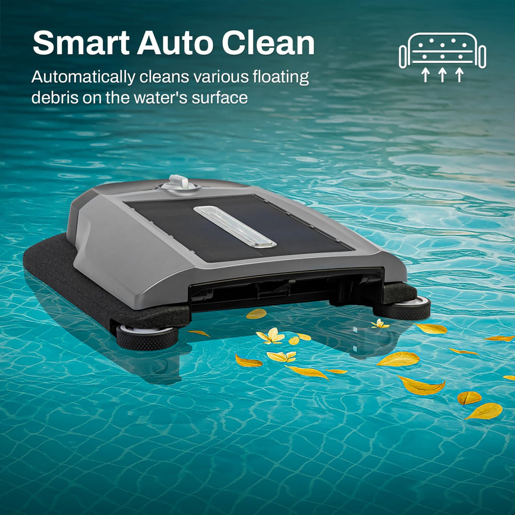 Betta Flex Solar-Powered Robotic Pool Skimmer – Cordless with Dual Cleaning Modes, Soft-Touch Pool Protection. Compatible with Infinity Edge, In-Ground & Above-Ground Pools (Grey)