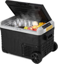 12 Volt Refrigerator, 37QT(35L) 12V Car Refrigerator, Portable Fridge Freezer Electric Cooler Dual Zone 12V/24V DC 110-240V AC, -4℉～68℉, Car Fridge with Wheels Baskets for Car, RV, Boat, Camping, Home