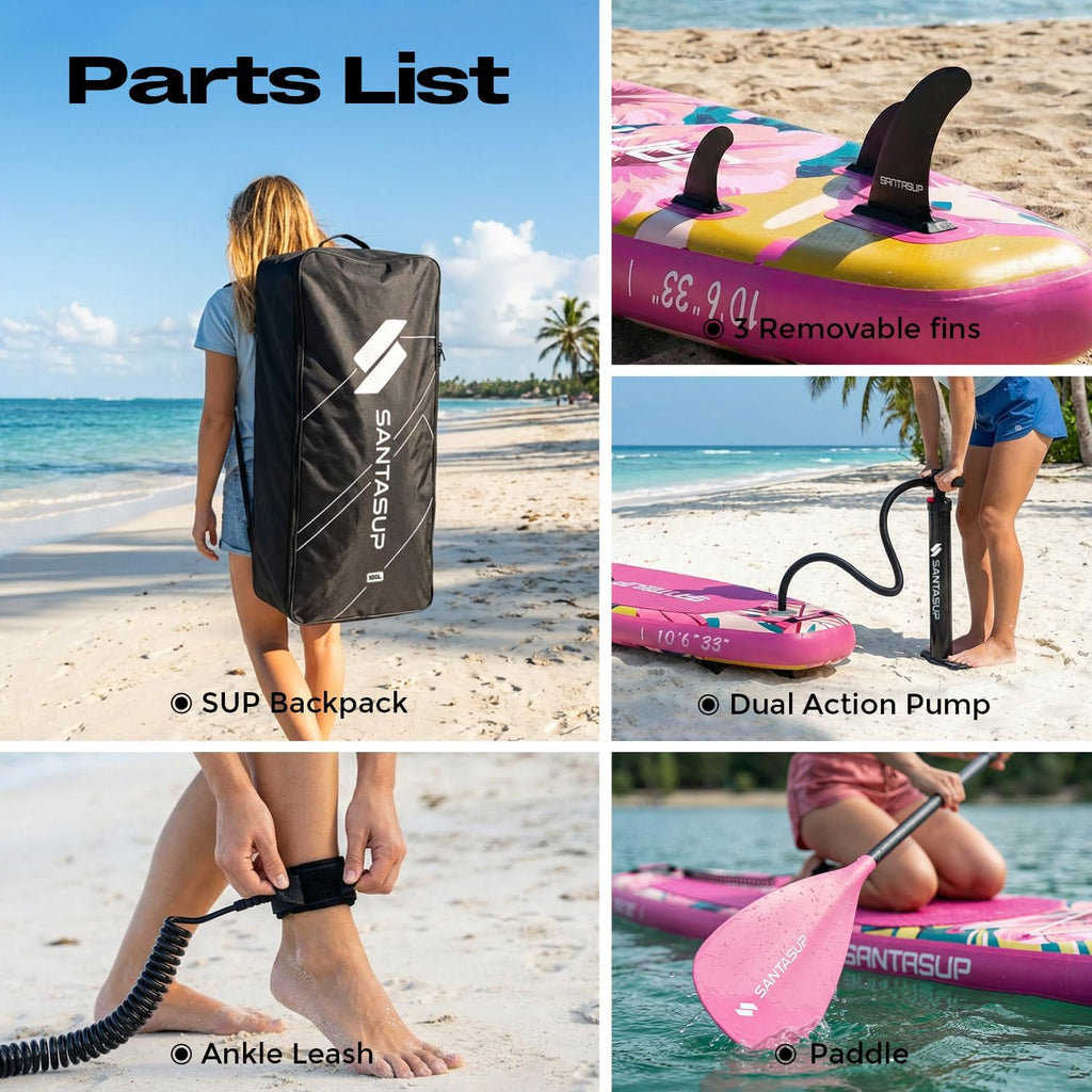 10'6'/11'Wide Inflatable Stand Up Paddle Board for Adults & Youth of All Skill Levels, with Premium SUP Paddleboard Accessories, Anti-Slip EVA Deck