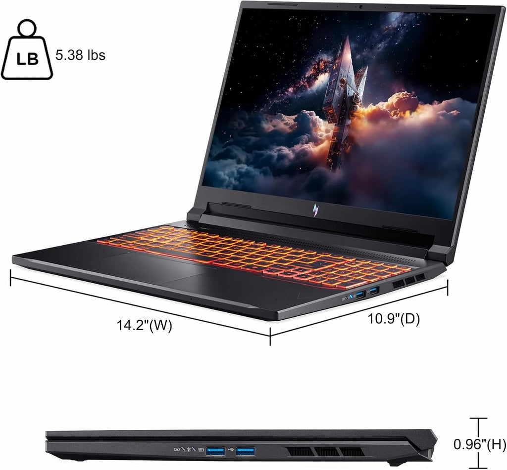 acer Nitro V 16 AI Gaming Laptop 16' WUXGA IPS 180Hz AMD Zen 4 6-core Ryzen 5 240 64GB DDR5 1TB SSD GeForce RTX 5050 (Up to 421 AI Tops) Backlit Win11Pro w/ICP Hub