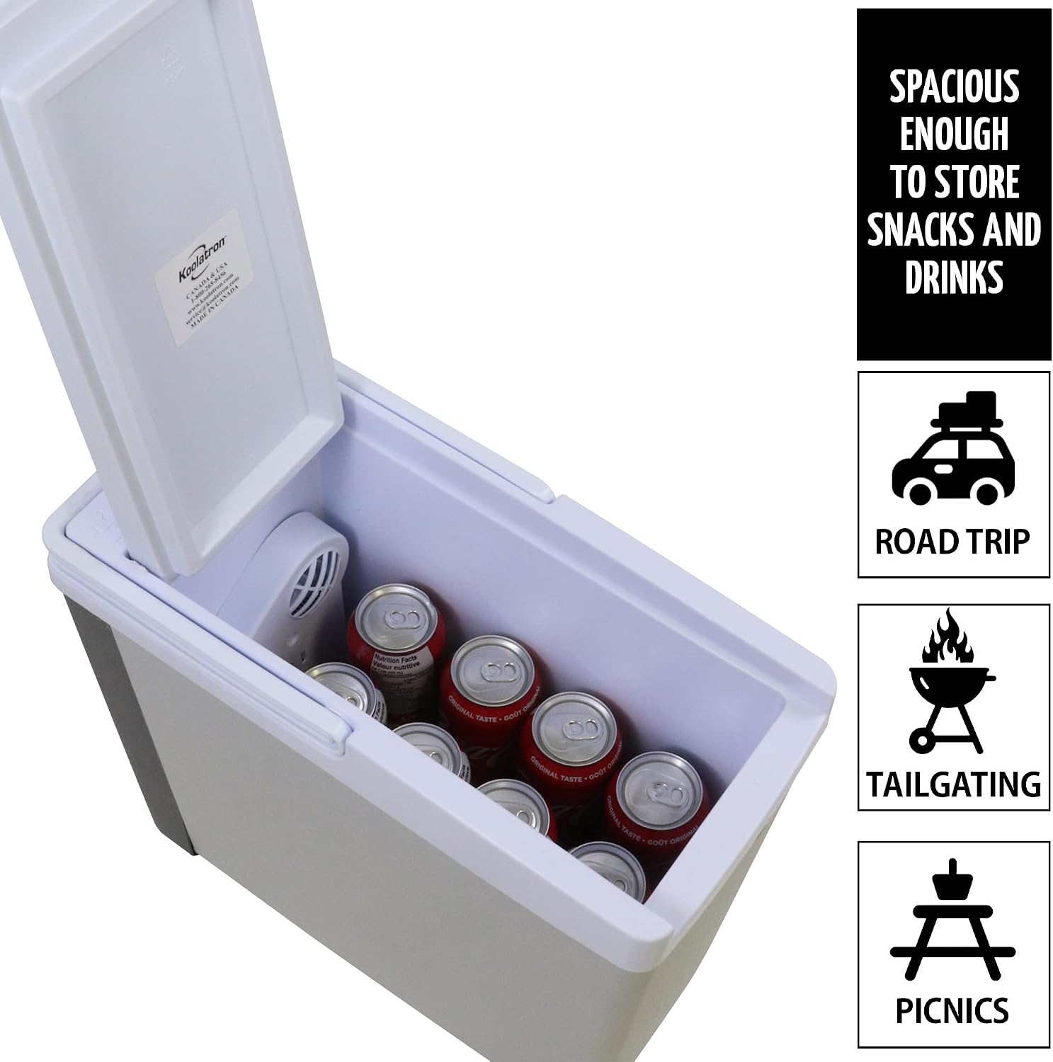 Koolatron 12V Iceless Cooler & Warmer – Portable 18 qt Electric Cooler/Nevera Portátil Eléctrica for Car Truck Camper Boat Hard Sided Mini Fridge for Camping Picnic Travel Lunch Food Drinks Office