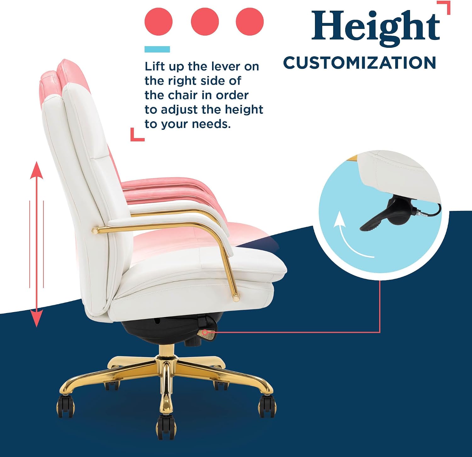 La-Z-Boy Opus Ergonomic Bonded Leather Swivel Executive Chair, White and Gold (CCHR10015A)