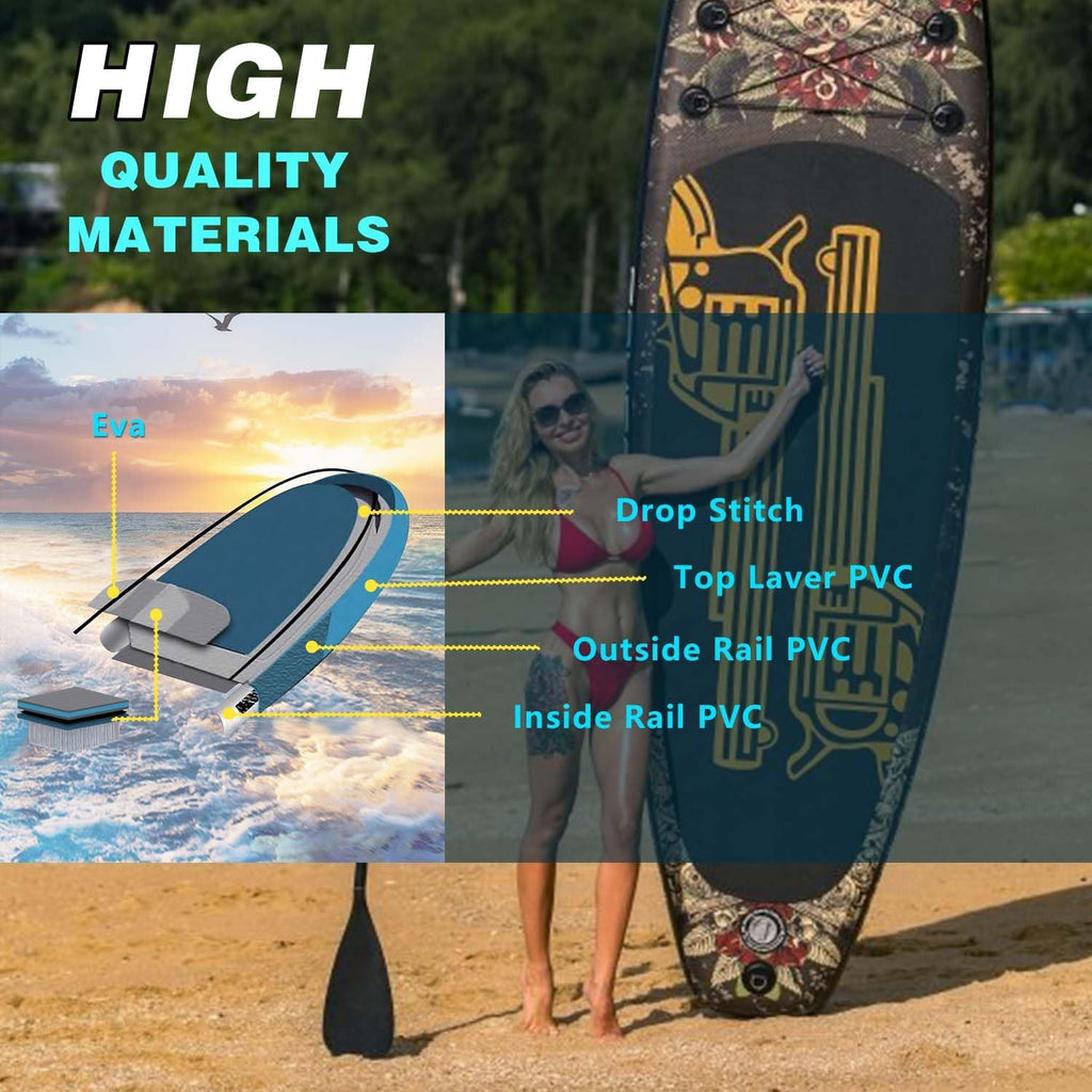 Inflatable Paddle Board 10'6''/11' Wide, Standup Paddle Board for Adults, with Premium SUP Accessories - 3 Fins, Adjustable Paddle, Safety Leash & Waterproof Phone Bag (GNR 11'5 * 33''*6'')