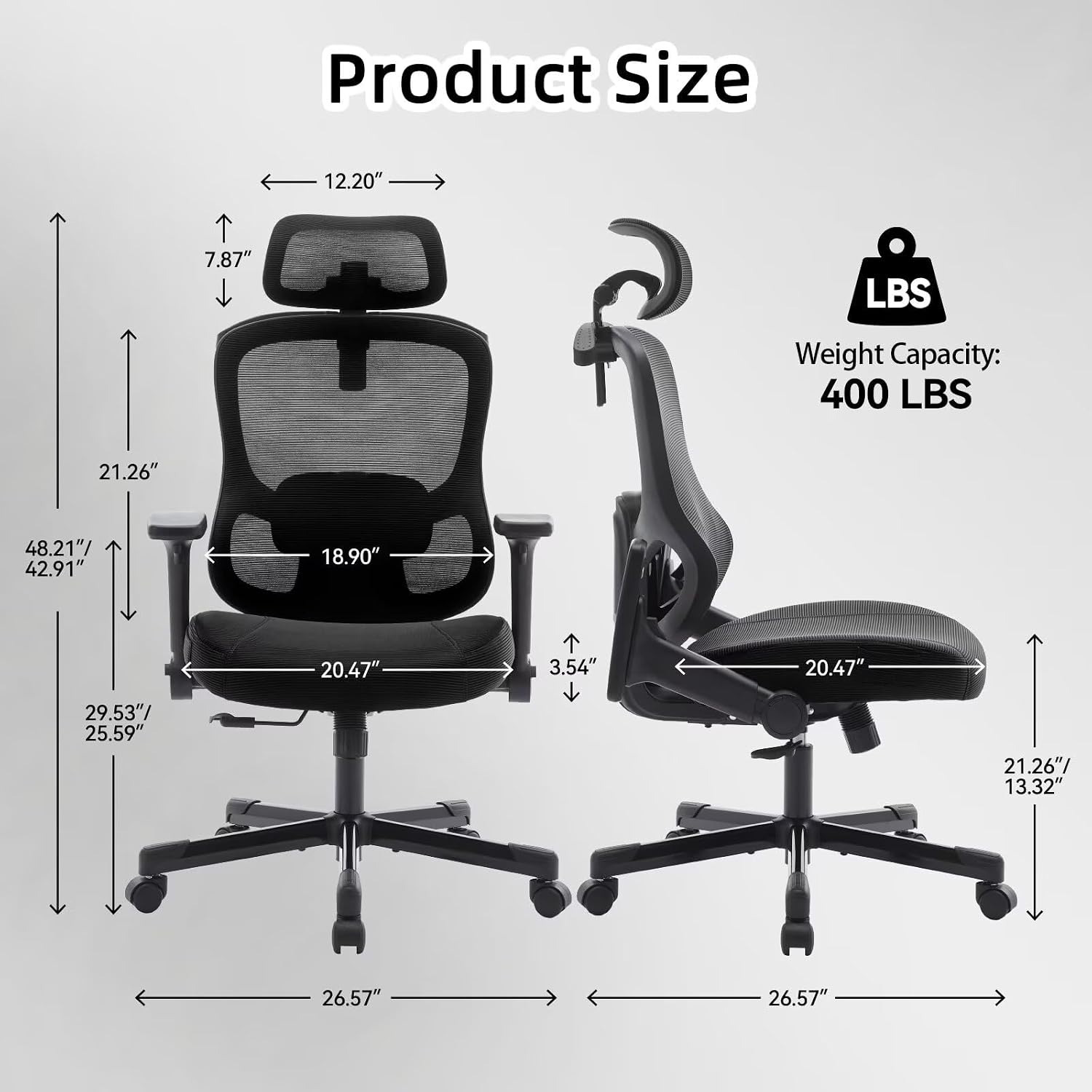 Ergonomic Office Chair Reclining Gaming Chair Adjustable Lumbar Support 6D Armrest Headrest Breathable Mesh Swivel Computer Chairs Home Task Desk Chair Wheels Coat Hanger Tilt Lock Cross Legged Chair