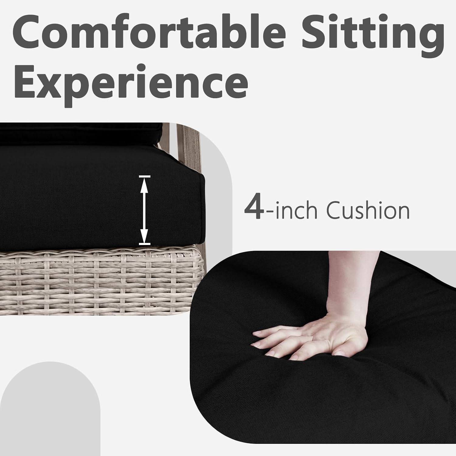 2 PCS Outdoor Patio Furniture Set, Oversized Swivel Patio Chairs Set of 2, Outdoor Swivel Rocking Glider Chairs Set, Brown/Taupe PE Wicker Rocking Chair with Black Cushion for Porch Garden