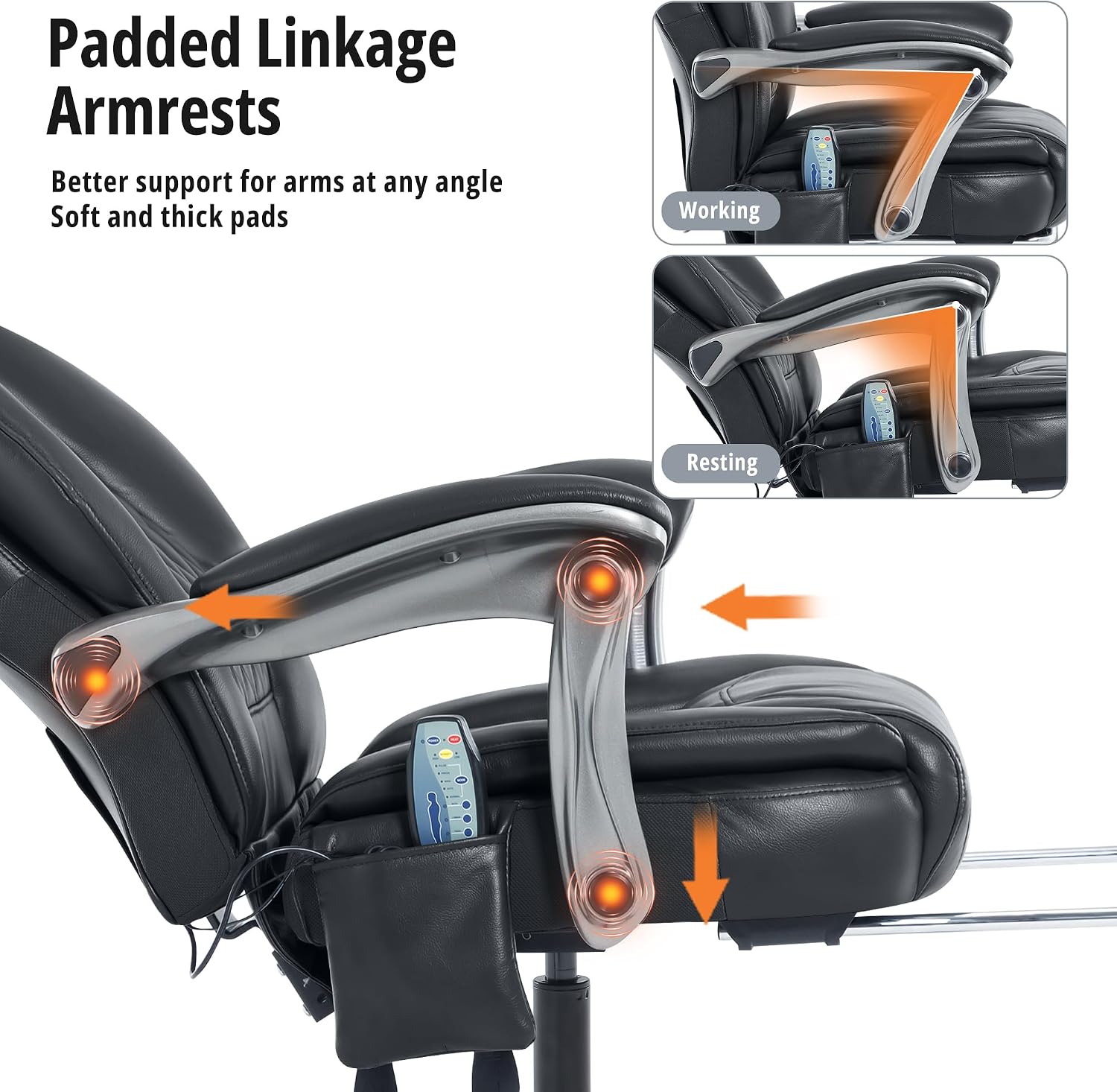 Massage Office Chair with Heat & Footrest, Ergonomic Reclining Executive Desk Chairs with 6-Point Vibration, PU Leather Computer Chair for Home Office or Gaming