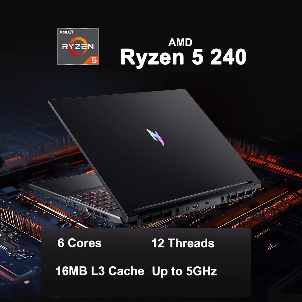acer Nitro V 16 AI Gaming Laptop 16' WUXGA IPS 180Hz AMD Zen 4 6-core Ryzen 5 240 32GB DDR5 1TB SSD GeForce RTX 5050 (Up to 421 AI Tops) Backlit Win11Pro w/ICP Hub