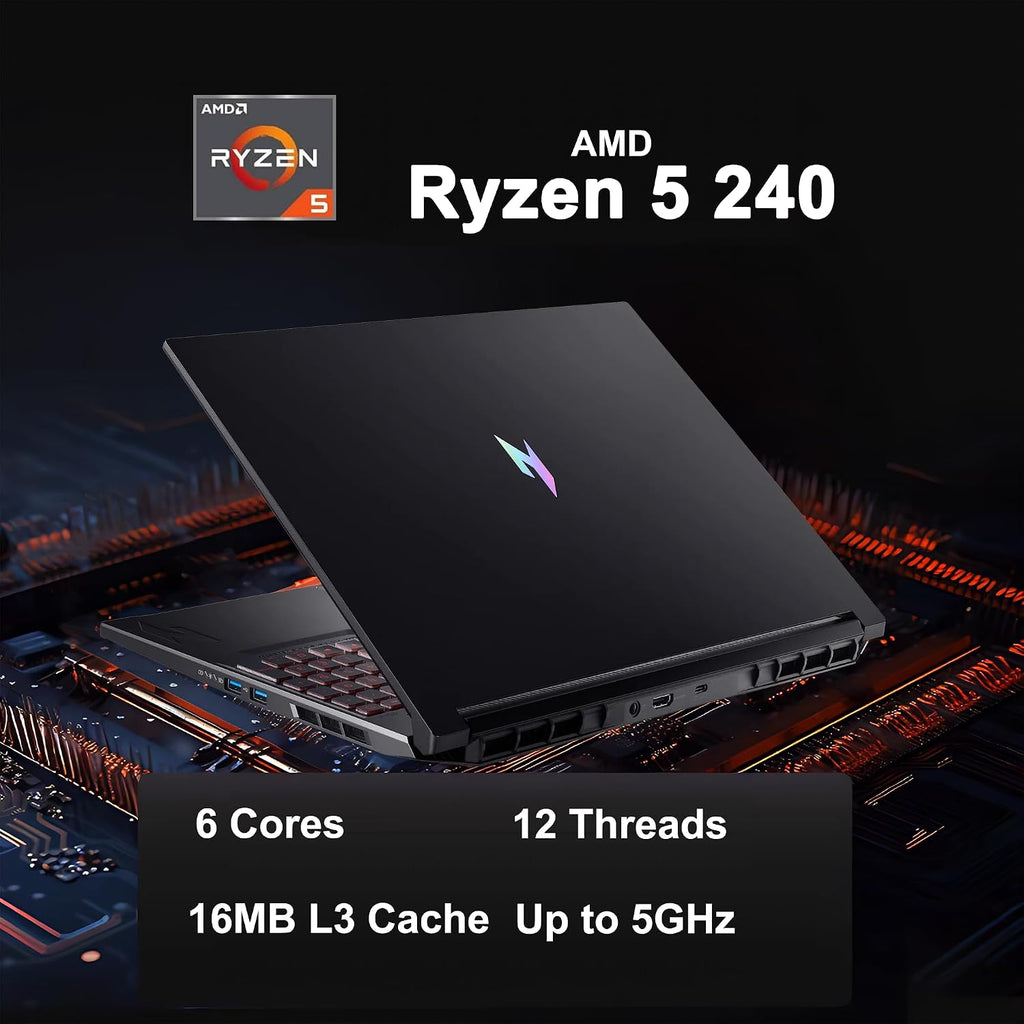 acer Nitro V 16 AI Gaming Laptop 16' WUXGA IPS 180Hz AMD Zen 4 6-core Ryzen 5 240 64GB DDR5 2TB SSD GeForce RTX 5050 (Up to 421 AI Tops) Backlit Win11Pro w/ICP Hub