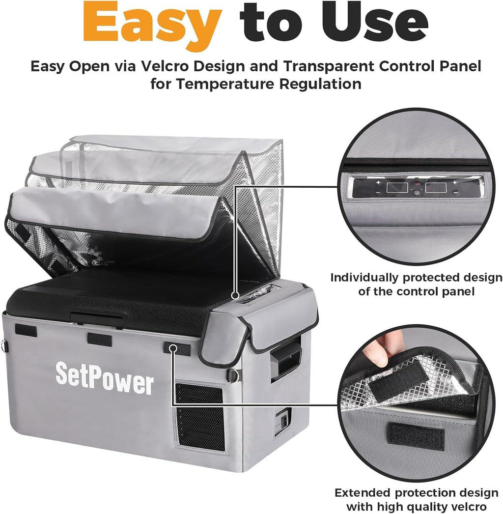 Setpower RF30 12V Portable Electric Cooler with APP Control & Cover, 32QT (30L) Dual Zone Fridge Freezer for Cars, Camping, RVs, SUVs, and Travel