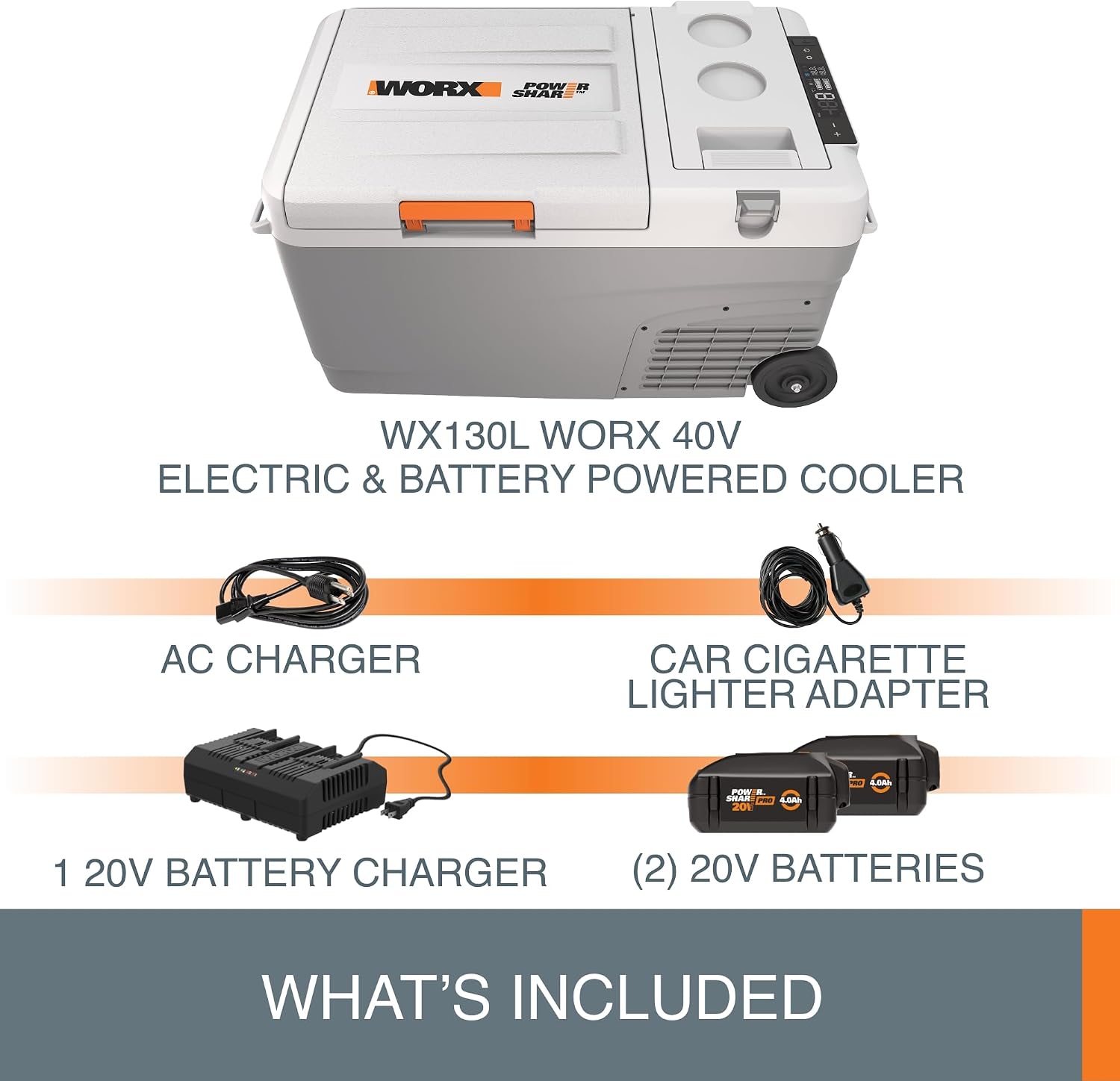 Worx Electric & Battery Powered Cooler with Power Share