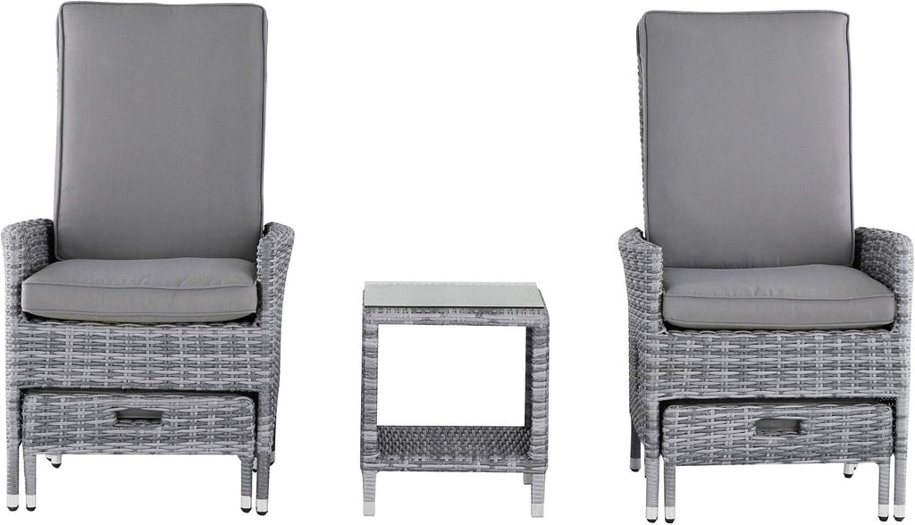 Elle Decor Vallauris Patio Outdoor Furniture Collection Premium All Weather Wicker, 5 Piece Reclining Set, Gray