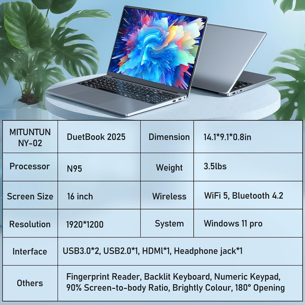 16 Inch Gaming Laptop Computer, 2026 Window 11 Pro Lap Top 16GB DDR4 RAM 512GB SSD, Processor N95(Up to 3.4GHz), 1200p FHD IPS Display, Office 365, Backlit Keyboard, 6000mAh, Portatil