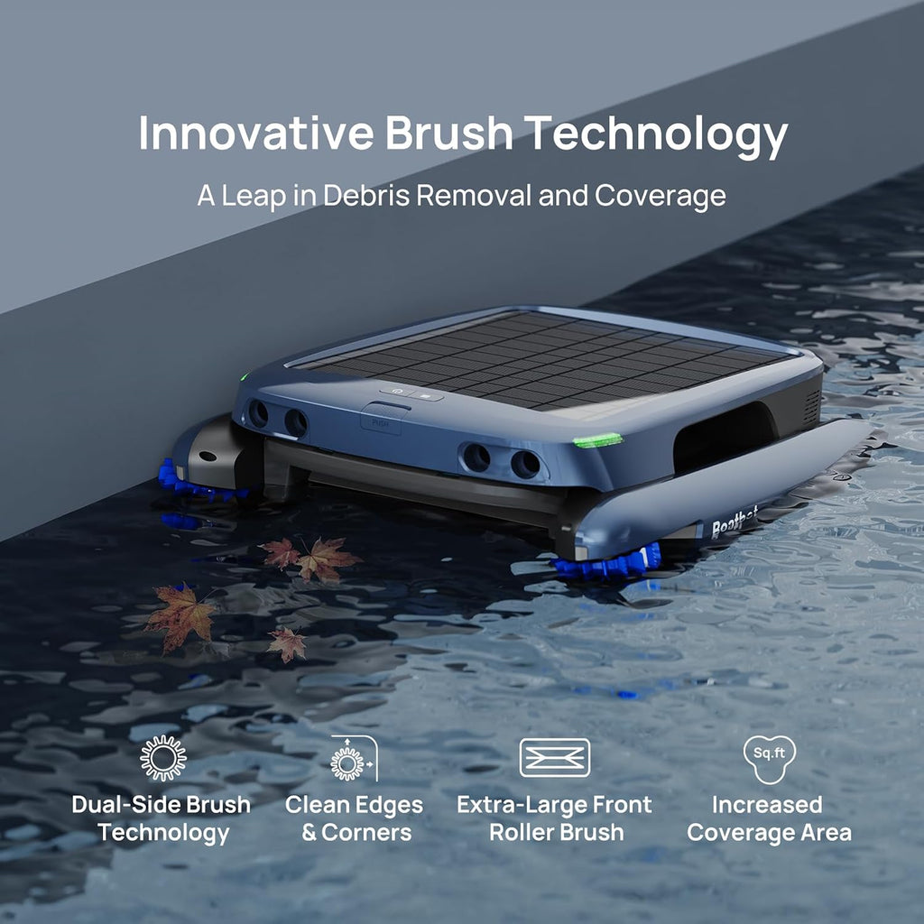 (2025 Upgrade) Beatbot iSkim Ultra 24/7 Cleaning Solar Powered Pool Skimmer with Water Clarification System & APP Control, Voice Broadcast, Dual Charging Options, Edge & Corner Cleaning, Blue