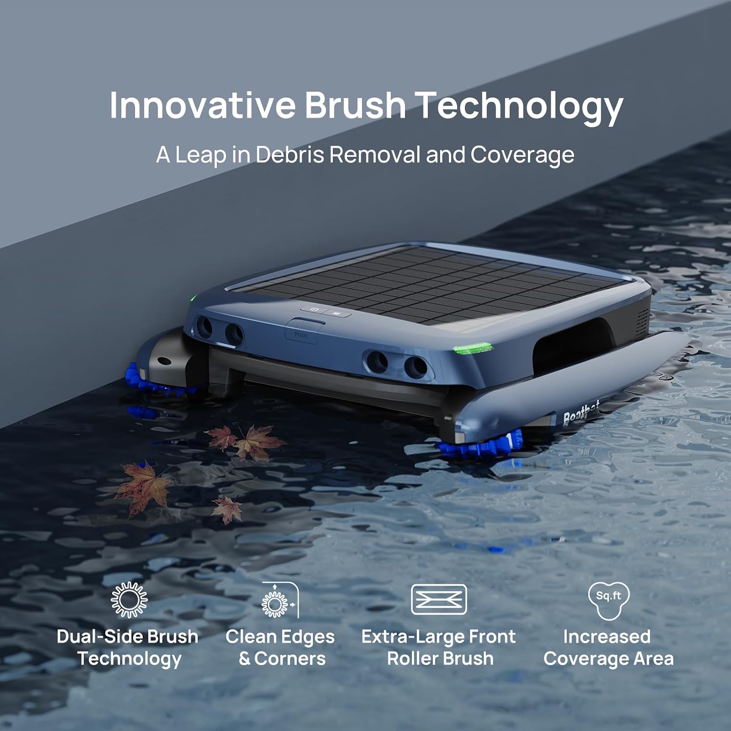 (2025 Upgrade) Beatbot iSkim Ultra 24/7 Cleaning Solar Powered Pool Skimmer with Water Clarification System & APP Control, Voice Broadcast, Dual Charging Options, Edge & Corner Cleaning, Blue