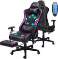 Douxlife 7-Point Massage Gaming Chair with Footrest, 400lbs Heavy Duty Ergonomic Computer Chair, 175° Reclining High Back Racing Seat for Adults with Adjustable Armrests & Lumbar Support, Purple