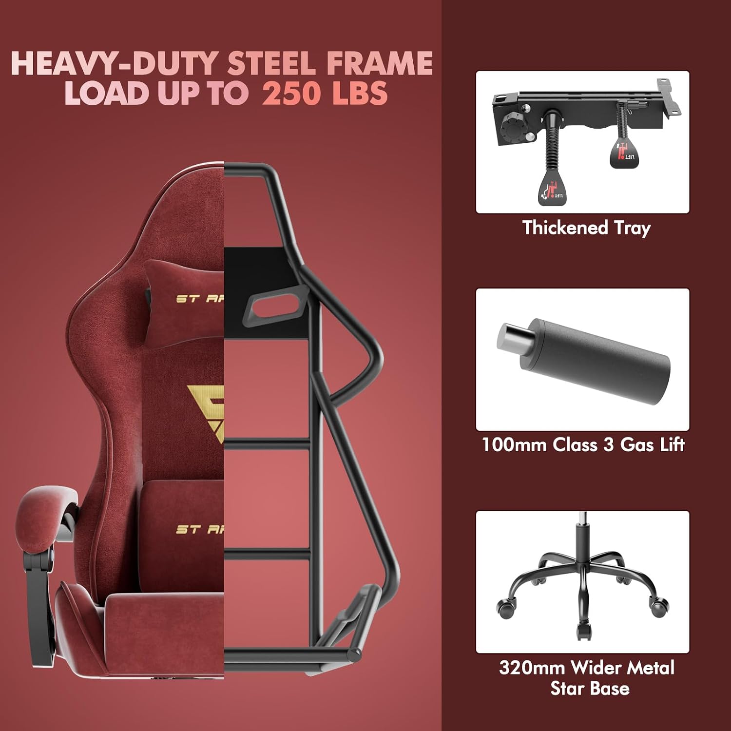 Soontrans Velvet Fabric Gaming Chair for Adult, Ergonomic Comfortable Video Gamer Chair with Footrest, Reclining Office Computer Desk Game Chairs with Massage Lumbar Cushion,Headrest