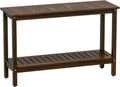SUPER DEAL All-Weather Patio Bar Table Entry Console Table, 2-Shelf 48 inch Solid Wood Indoor Outdoor Multifunctional Buffet Storage Organizer with Adjustable Feet, Espresso