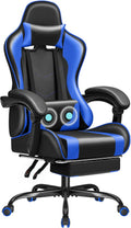 JUMMICO Gaming Chair Ergonomic Computer Chair with Footrest and Massage Lumbar Support, Height Adjustable Video Gaming Chair with 360° Swivel Seat and Headrest (Blue)