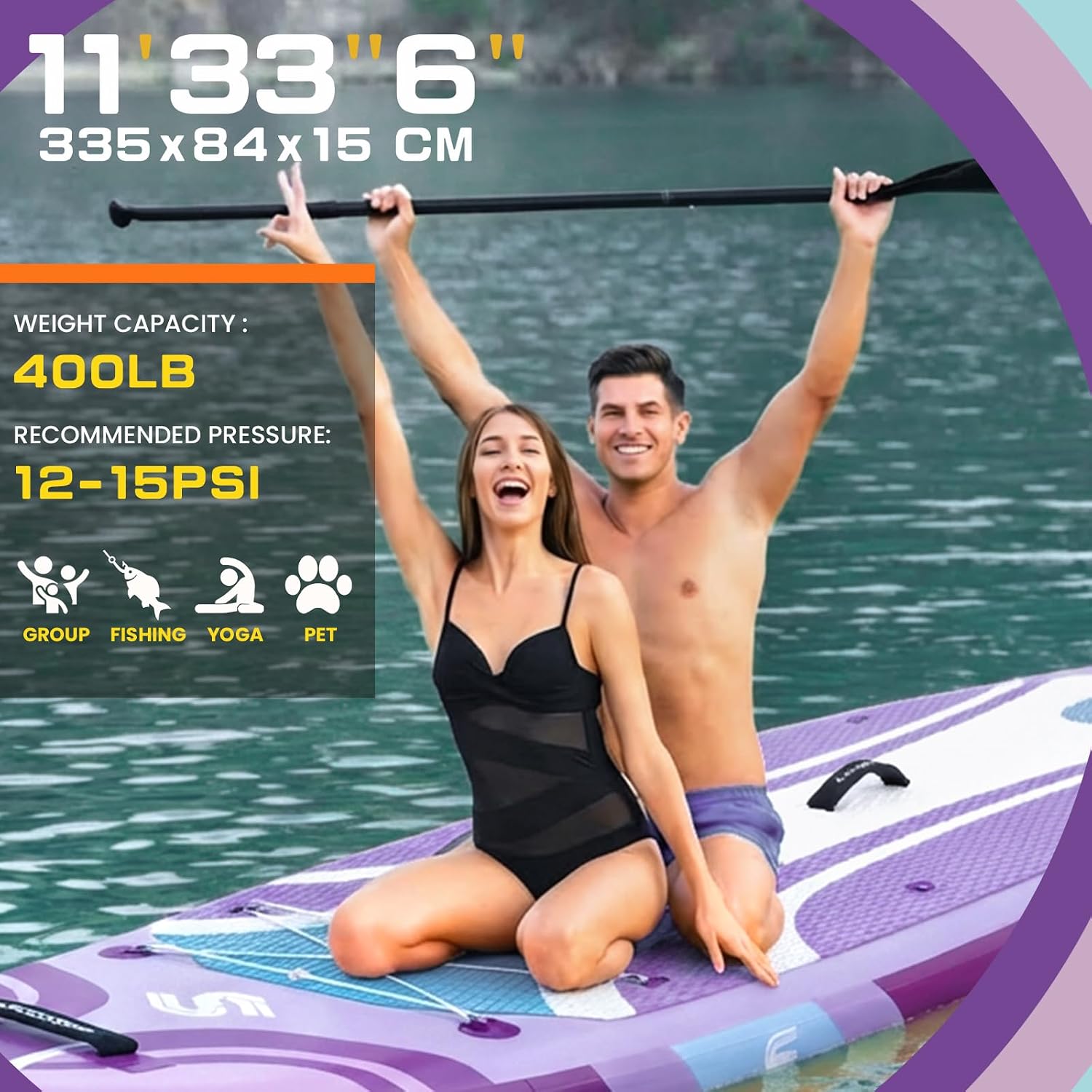 10'6'/11'Wide Inflatable Stand Up Paddle Board for Adults & Youth of All Skill Levels, with Premium SUP Paddleboard Accessories, Anti-Slip EVA Deck