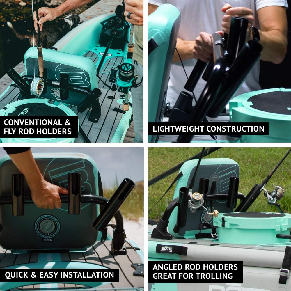 BOTE Brand Four Rod Holder Storage Rocket Rac Attachment Recreational Fishing Accessory Rac Receivers Compatible with LONO Aero Inflatable Kayak Stand Up Paddle Board Watercraft