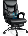 WAILOR 400lbs Office Chair with Foot Rest, Reclining Big and Tall Office Chair with Lumbar Support Spring Cushion, High Back PU Leather Computer Chair,Comfy Desk Chair for Home Office