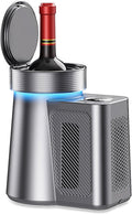 Electric Wine Chiller, Single Bottle Wine Cooler, with Led Lights & Digital Display, 2-20°C Temperature Setting, Portable Iceless Chiller (Grey)