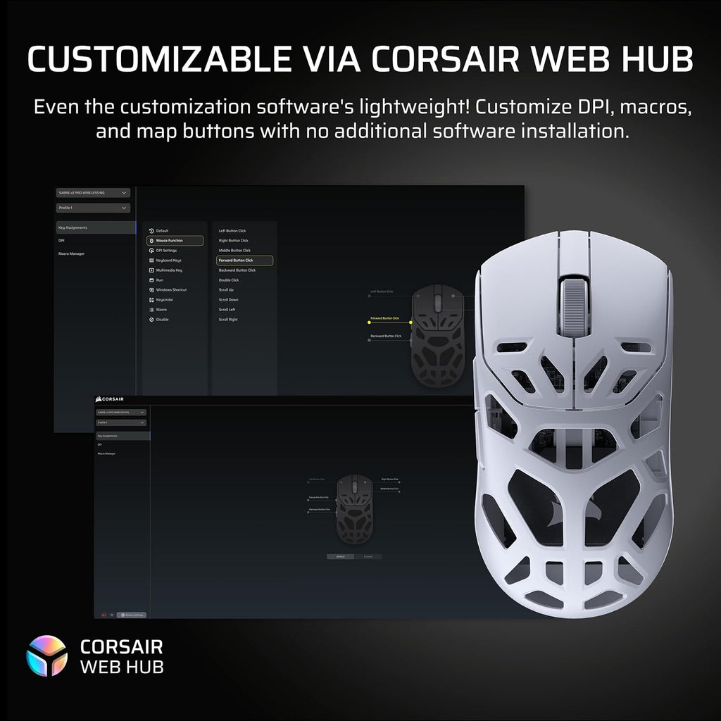 Corsair Sabre v2 PRO Wireless MG FPS Gaming Mouse – 33,000 DPI Marksman S Sensor, 8,000Hz Hyper-Polling, Durable Magnesium, Lightweight, Up to 120hr Battery – White