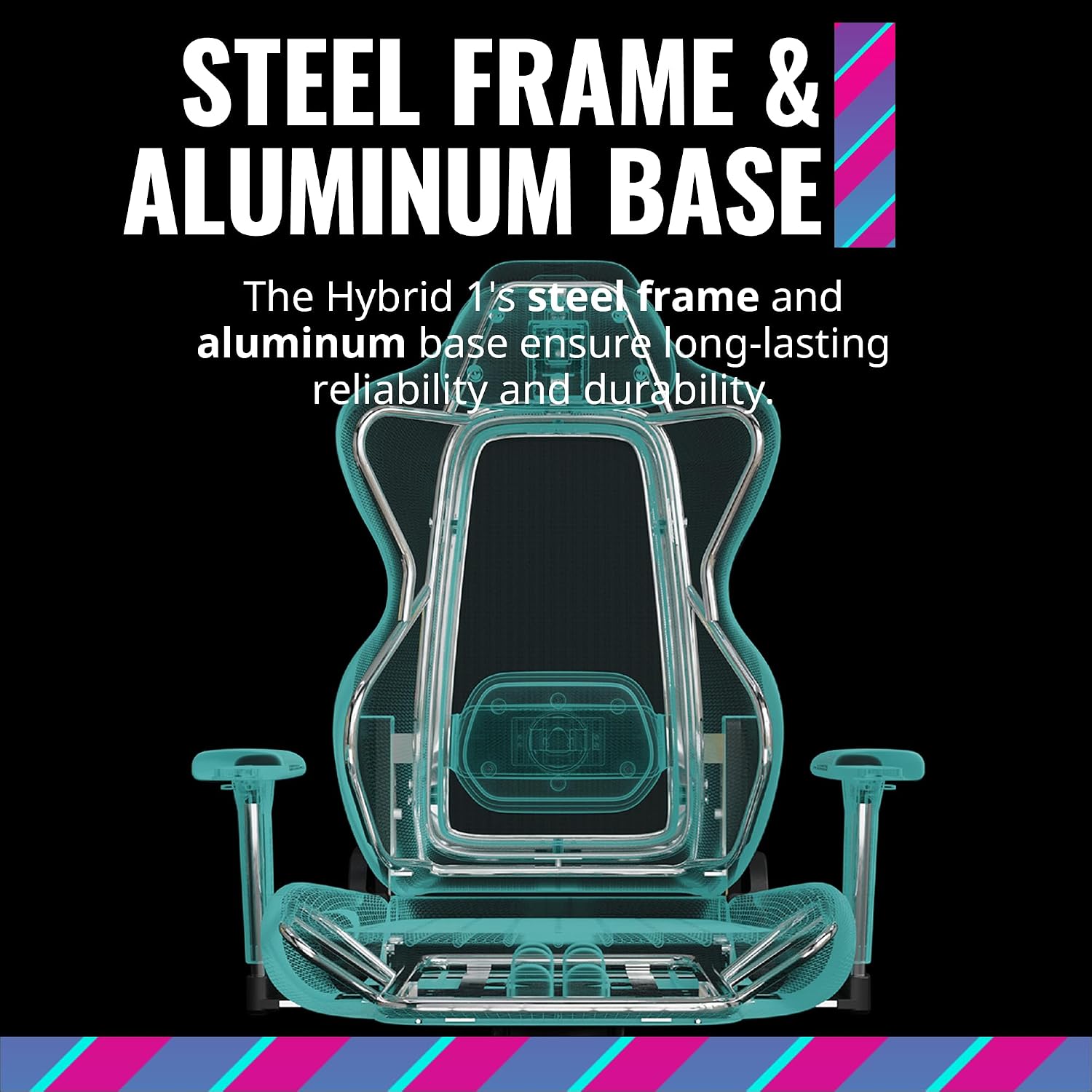 Cooler Master Hybrid 1 Ergonomic Gaming Chair MuscleFlex® Mesh, Cold-Molded Foam, Steel Frame | Aluminum Base. 180 Reclining, Adjustable Lumbar Support | Gas Lift, 360° Swivel for PC Game | Office