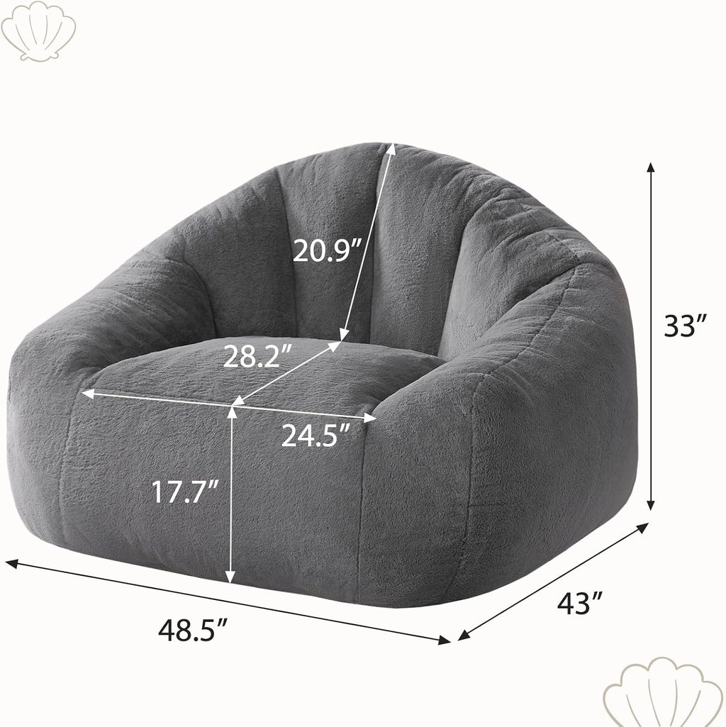 HUGHEAVEN Max Giant Bean Bag Chair, Oversized Bean Bag Sofa for Adults & Teens, Ultra-Soft Comfy Fluffy Floor Lounge Chair with Armrests, Large Bean Bag Couch for Gaming, Reading & Relaxing