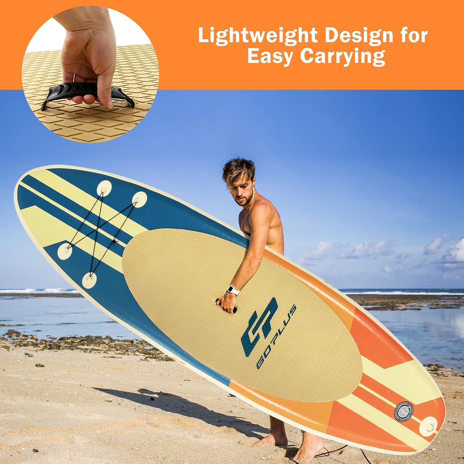 Goplus Inflatable Stand up Paddle Board, 10'/10.5'/11' SUP 6' Thick with Premium Accessories, Adjustable Aluminum Paddle, Leash, Carry Bag, Hand Pump, Removable Fin, ISUP for Adults