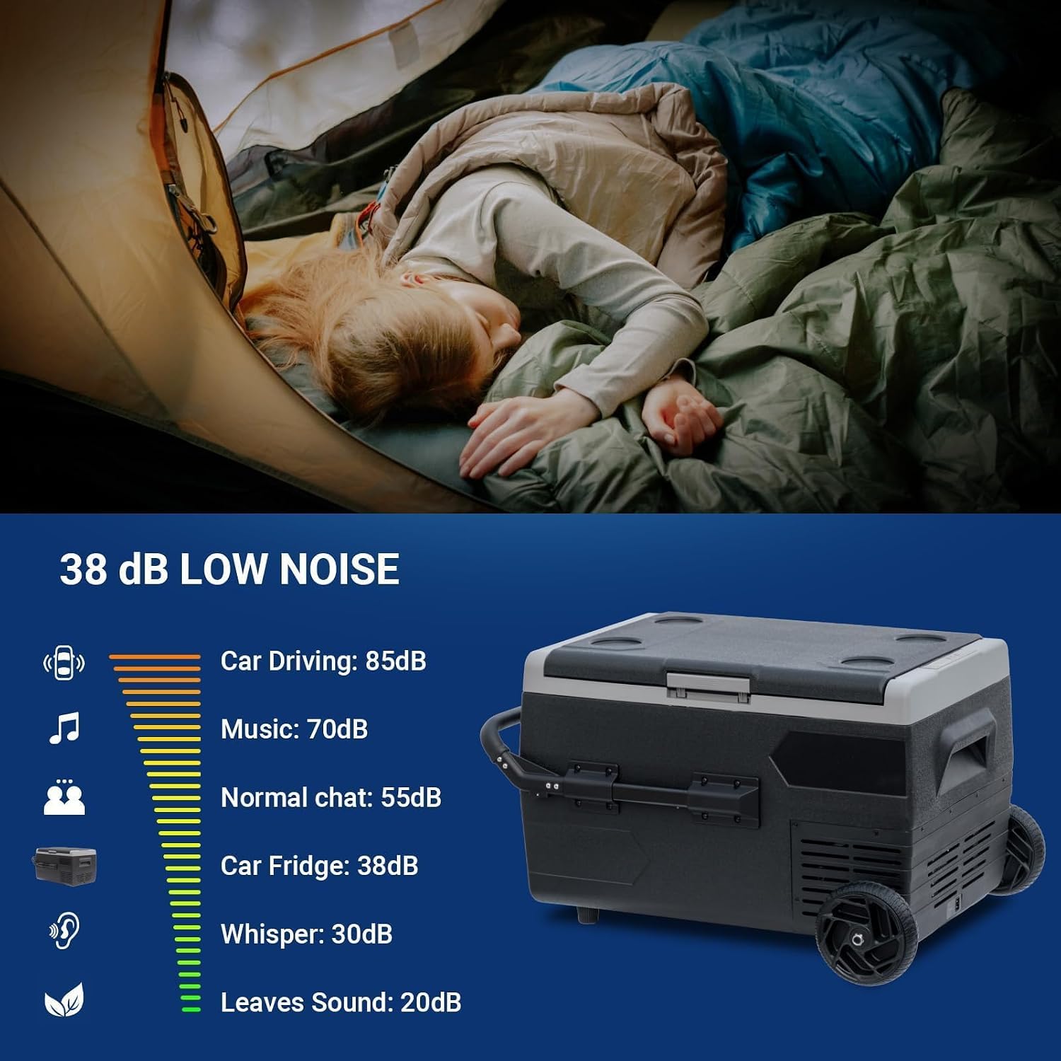 Smad Electric Cooler, 12 Volt Refrigerator, 53QT(50L) 12V Compressor Cooler -4?~50?, 12V Fridge 12/24V DC, Portable Freezer with Wheels for Camping, Travel, Truck, Home