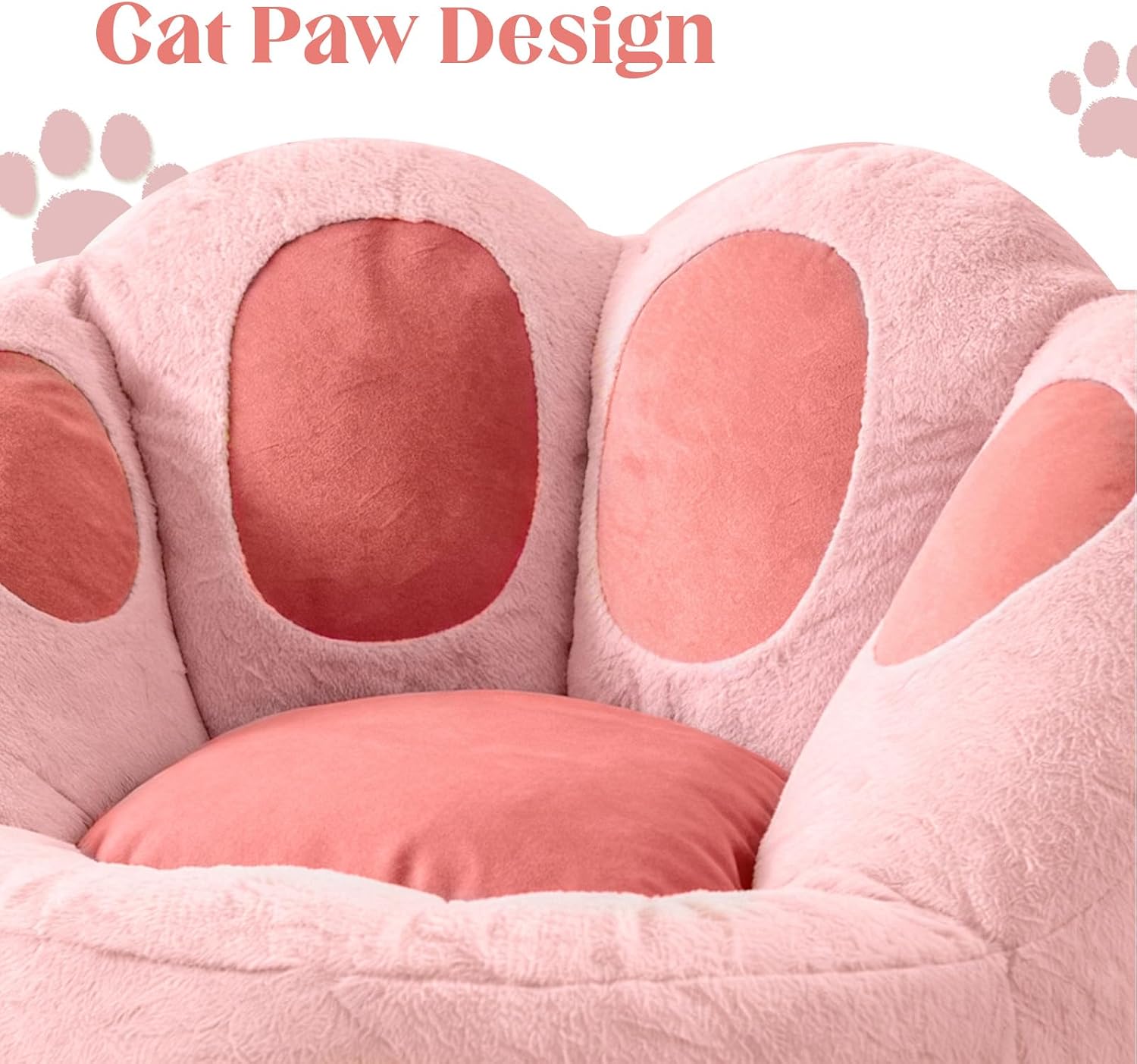Achicsofar Bean Bag Chair for Adults Teens, Gaint Faux Fur Cat's Paw Shape Beanbag Chairs Memory Foam Filled Accent Floor Sofa for Reading, Gaming, Relaxing in Living Room, Bedroom, Dorm