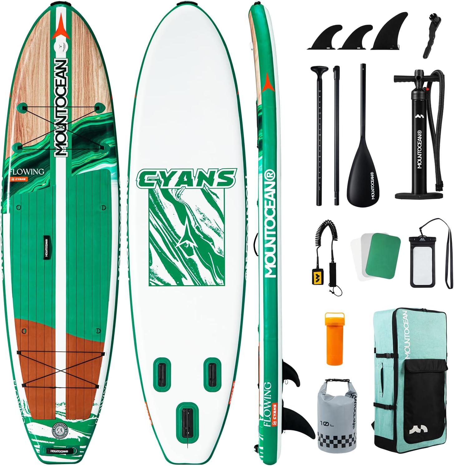 Mountocean 10'6' Inflatable Stand Up Paddle Board - 450lbs Max Capacity Ultra-Stable SUP for Adults & Youth - Non-Slip EVA Deck, All-Around ISUP with Complete Accessories