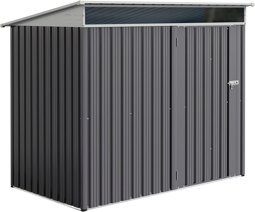 JY QAQA 6x4 FT Metal Outdoor Garden Storage Shed,Waterproof Metal Garden Sheds with Window and Lockable Double Door,Weather Resistant Steel Tool Storage House Shed for,Garden,Patio,Lawn, Dark Grey