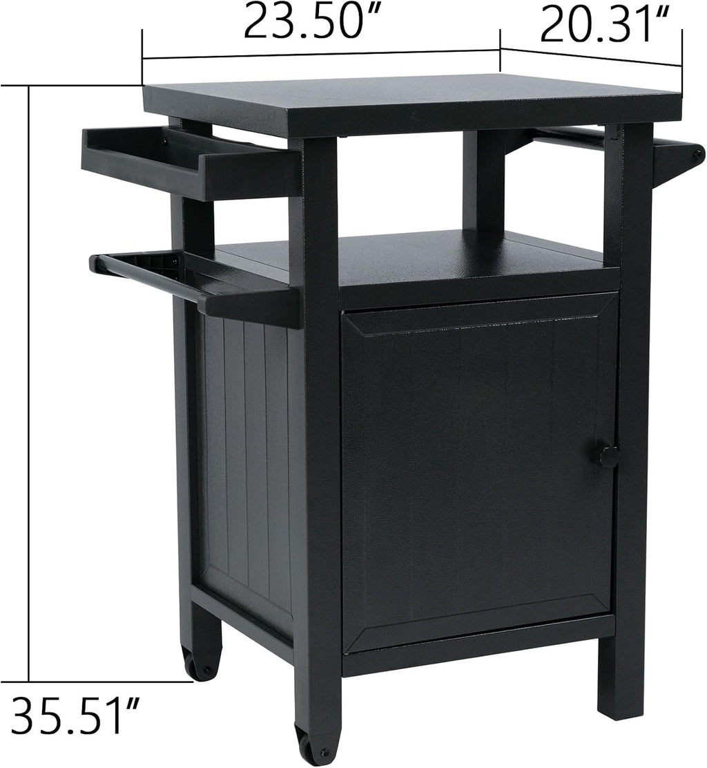 Kozyard BBQ Grill Storage Cart/Bin, Grill Carts Outdoor Storage Cabinet with Wheels, Prep BBQ Table for Patio Island Home Party Bar (Grey)